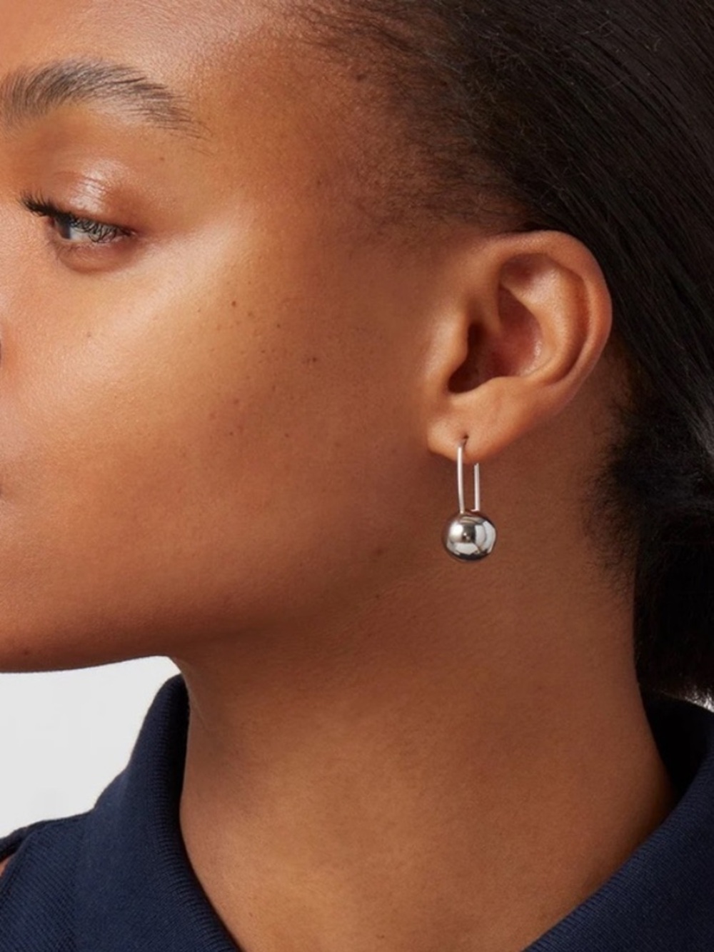 Jenny Bird Polished Silver Sphere Drop Earrings - Picture 2 of 5